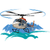 Helicopter approaching the mountains