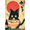 Ramen Katze Retro Poster