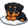 Cute Rottweiler Cartoon Relaxed Cuddly