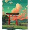 Ruhige Torii Gate Sonnenuntergangsszene