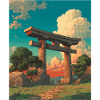 Sunset Behind Traditional Torii Gate