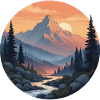 Mountain Landscape at Sunset
