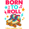 Skateboard and retro musical pattern