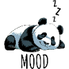 Sleeping panda with "Mood" lettering