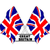 Crossed British flags with text
