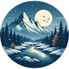 Mountainous nightscape with river