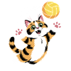 Playful cat with volleyball