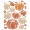 Autumnal pumpkins and leaves illustration