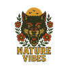 Wild wolf with flowers and moon
