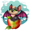 Cute Bat and Apple Fantasy Design