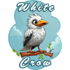 Cartoon White Crow on Branch