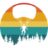 Skydiver silhouette retro nature