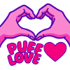 Herz Puffed Love Design und Hände