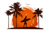Sunset Surfer Tropical Vibes Beach