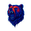 Life-robbing bear head in neon style