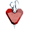 Broken heart of ruby and diamond