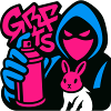Graffiti Rabbit blue/pink