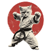 Cat Karate Judo Japan Flag