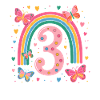 Rainbow Butterfly 3rd Birthday Girl