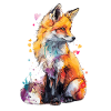 Renard curieux en aquarelle