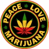 Peace Love Marijuana Rasta Badge