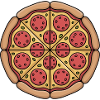 Pepperoni Pizza Motif Cartoon Graphic