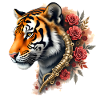 Steampunk Tiger with Roses and Gears