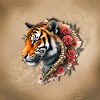 Tigre and Roses Artistic Portrait