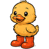Cute duck motif with rubber boots