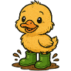 Cute duckling with rubber boots