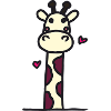 Playful giraffe with heart details
