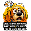 Cuddly dog with snack thoughts