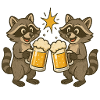 Racoon Drinking Pleasure Motif