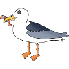Möwe mit Wattwurm im Schnabel