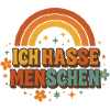 Ich hasse Menschen Regenbogen Retro