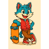 Scooter Fox mit Skateboard
