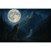 Heulender Wolf im Mondlicht