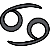 Simbolo del segno zodiacale del Cancro nero e grigio
