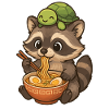 Cute raccoon, ramen, turtle, raccoon