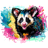 Opossum, ilustration,Beutelratte, bunt, Graffiti