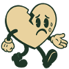 Broken heart with sad expression