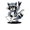 Rock Raccoon – met gitaar en rockstijl