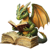 Drache liest Buch