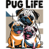 Exuberant Pug Family Illustrations