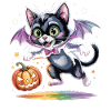 Bat cat with pumpkin
