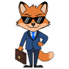 Fox businessman elegant suit with briefcase
