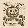 Halloween pumpkin with ghost and banner