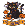 War Moody Halloween Cat with Pumpkins