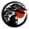 Enso Samurai Meditation with Red Sun
