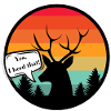 Deer with retro style sunset background